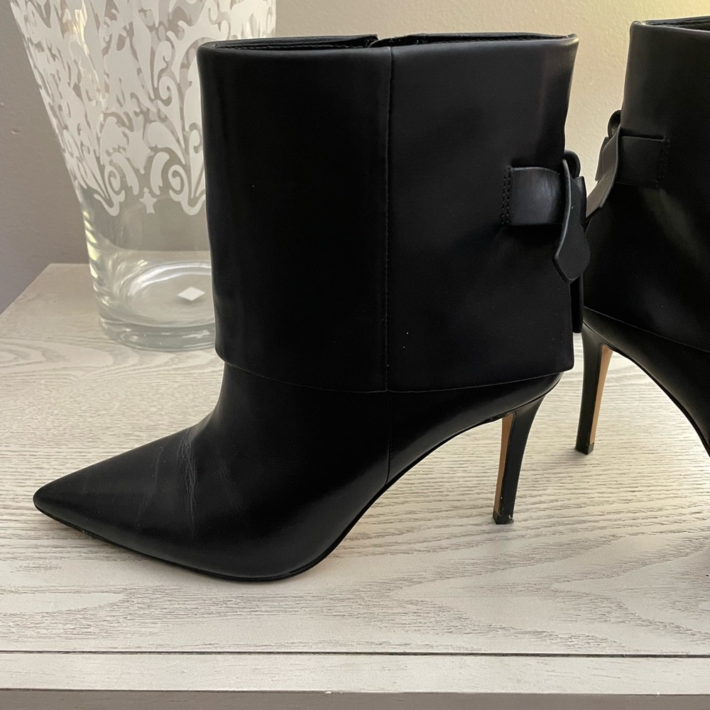 Vince Camuto Black Heeled Boots with Bow Detail